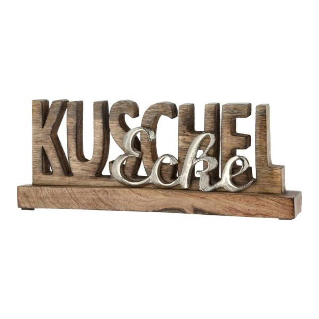 Schriftzug Kuschelecke auf Fuß, klein, ca. 30cmL