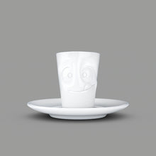 Lade das Bild in den Galerie-Viewer, TV Espresso Mug mit Henkel &quot;Lecker&quot; in weiß
